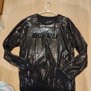 Zara Black Sequin Men's Crewneck Sweater